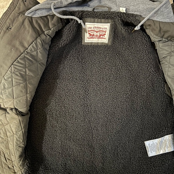 Levi Strauss Brown Sherpa Lined Hooded Trucker Jacket Size Small - Picture 5 of 7